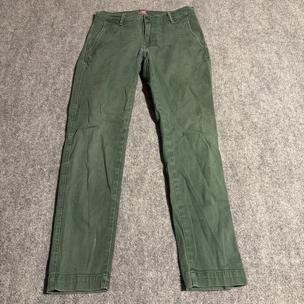 Levis XX Chino Pants Mens 27x30 Green Standard Taper Stretch Twill Casual